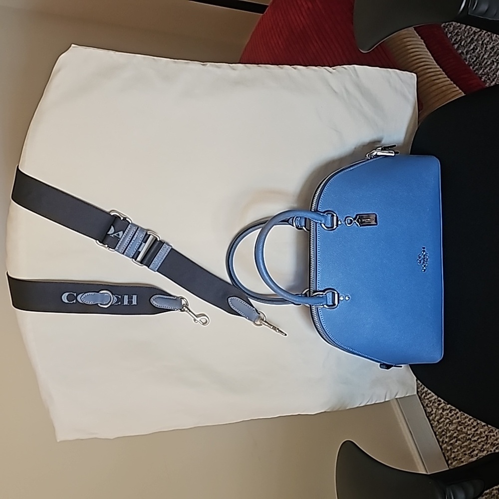 Coach Crossgrain Leather Katy Satchel (Sky Blue)